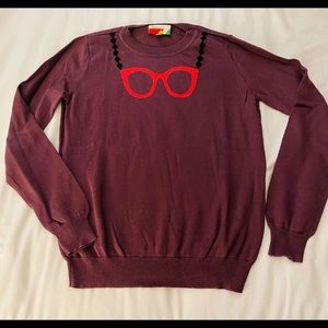 ModCloth Glasses Chain Purple Fervour Sweater Sz M